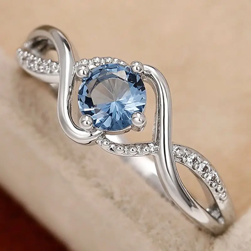 925er Sterlingsilber, bezaubernder blauer Zirkonia-Ring für Frauen, exquisiter Hochzeitsring, hochwertiger Verlobungsring, heiß begehrter edler Schmuck. – Detail 4