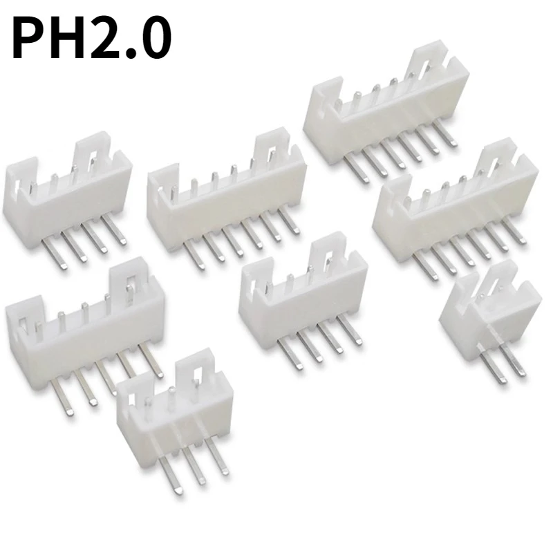 50PCS PH2.0 Curved needle Pin Header Connector 2P 3P 4P 5P 6P 7P 8P 9P 10P 12Pin 2.0mm Pitch Right Angle Socket PH For PCB jst