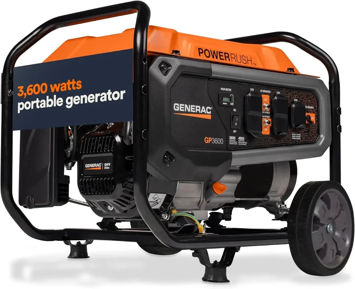 

7678 GP3600 3,600-Watt Gas-Powered Portable Generator - Powerrush Advanced Technology - Durable Design