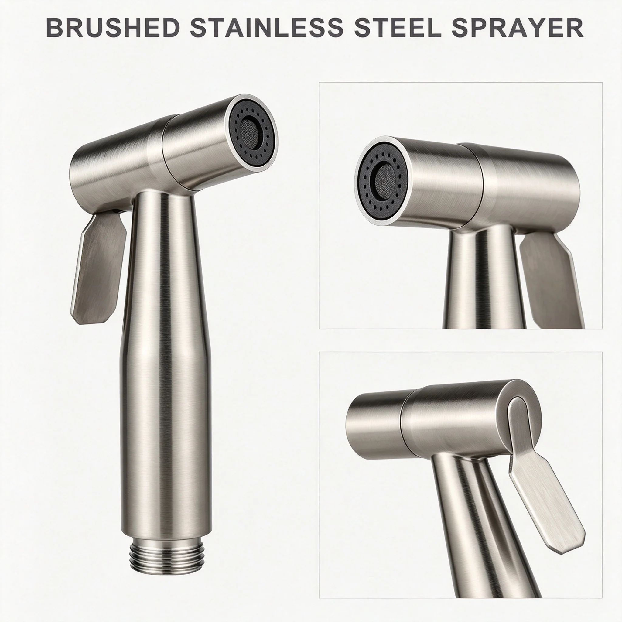 Badezimmer Edelstahl-Handbrause für Toiletten-Bidet, Gebürsteter Edelstahl-Handduschkopf – Detail 10