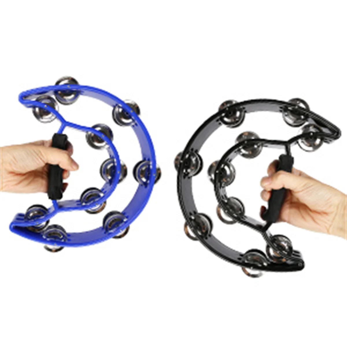Miwayer Hand Held Half-Moon Tambourine: Double Row Metal Jingles Percussion – Ideal Gift for Kids, Adults & Party Entertainment