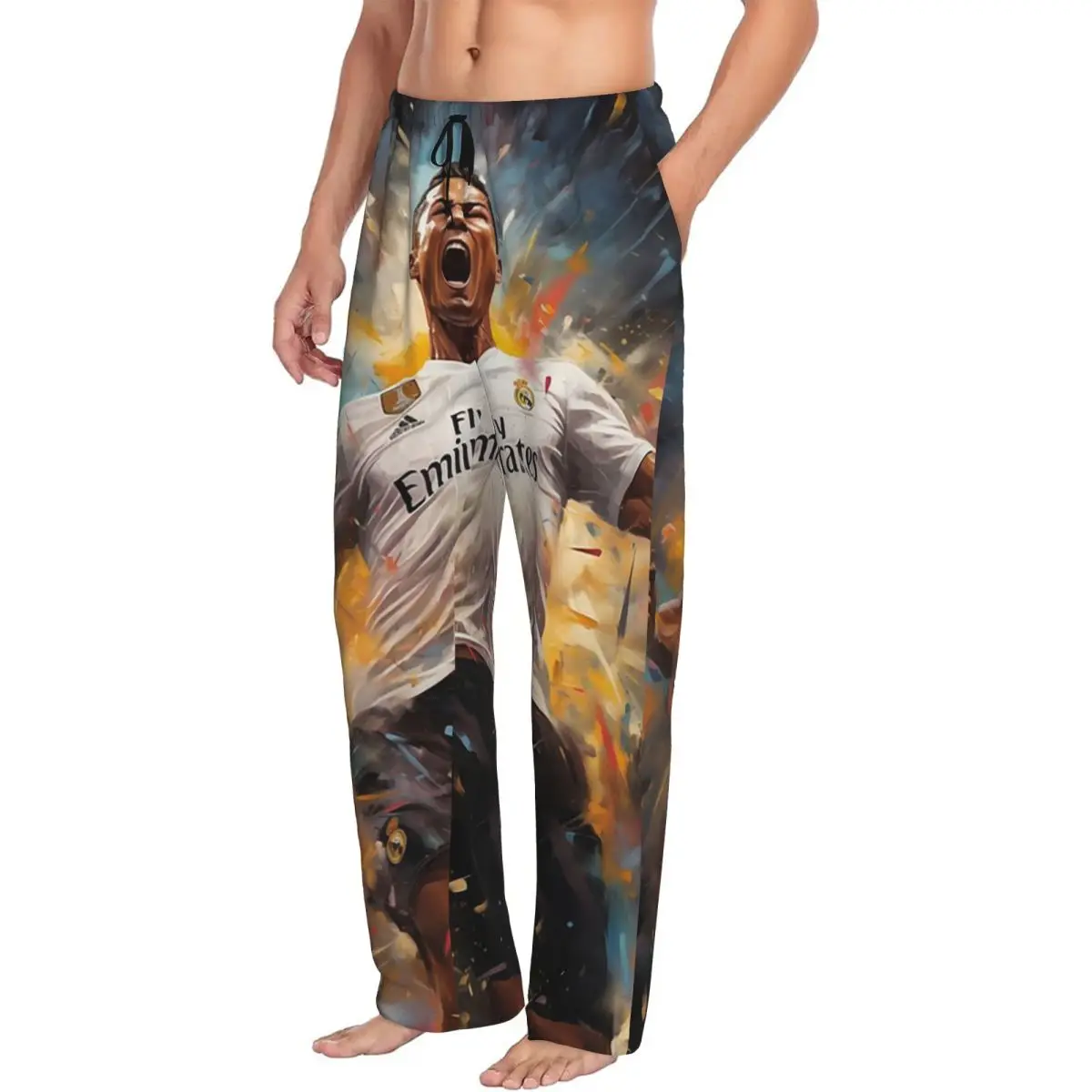 Custom Cristiano Ronaldo Jumps 1 Pajama Pants Men Sleepwear Sleep Lounge Bottoms with Pockets