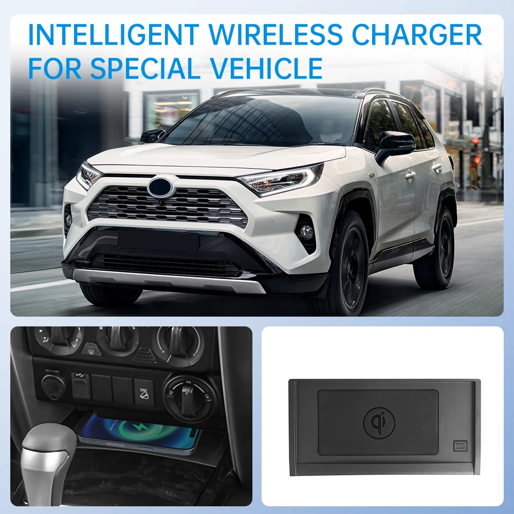 15W Car QI Wireless Charging Panel For Toyota Fortuner 2016 2017 2028 2019 2020 2021 2022-2024 Fast Phone Charger Plate Holder