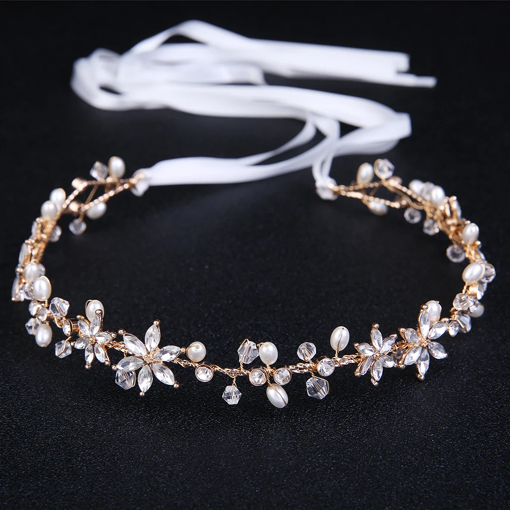 

Pearl Headb Crystal Crown Crystal Wreath Bridal Headdress Floral Accessories Wedding Party Graduation Birthday