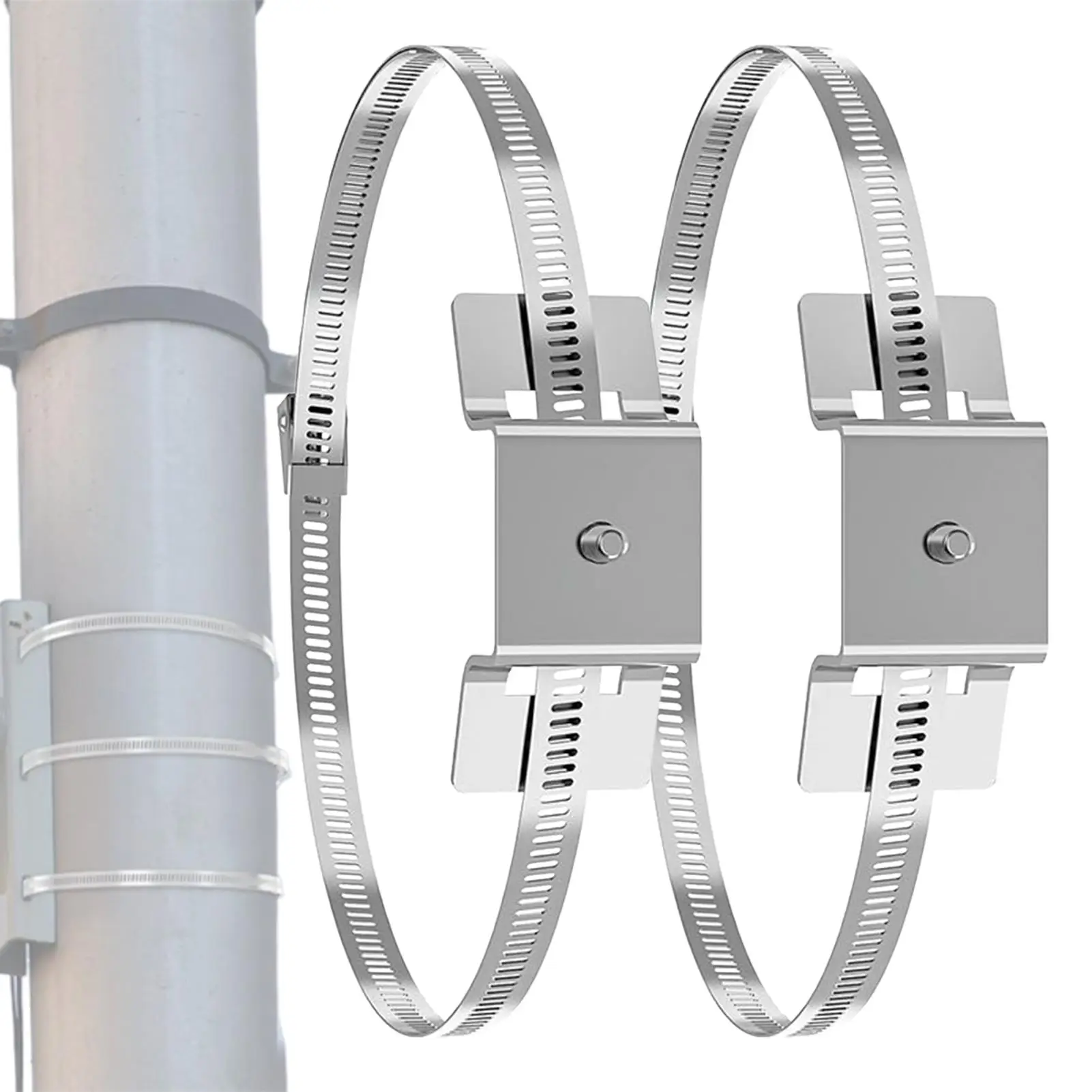 

2 Pieces Adjustable 4-15 Inches Sign Mounting Bracket Stainless Steel Clamp Fasteners Plumbing Clamp Sturdy Hose Clips Kit