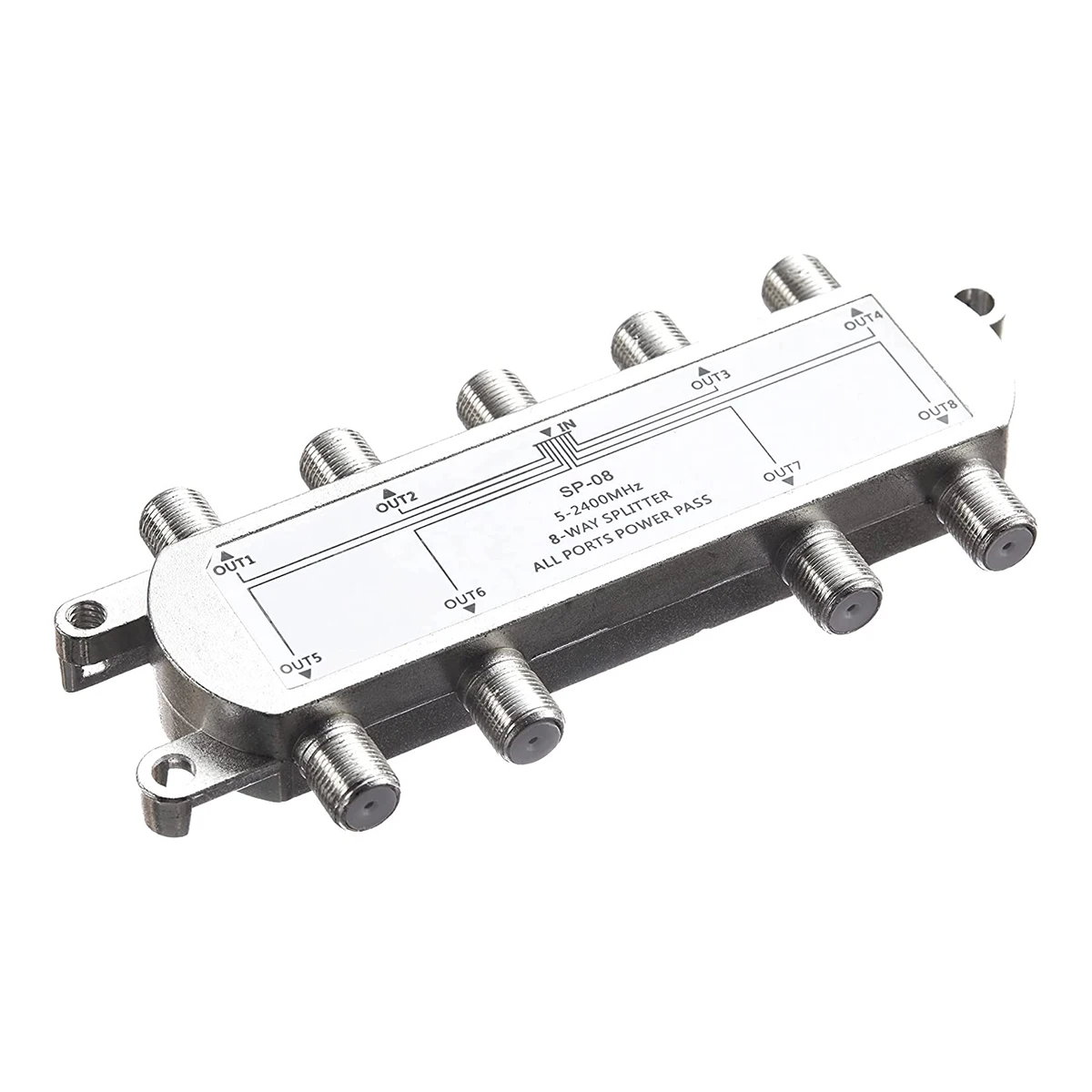 Splitter per cavo coassiale digitale a 8 vie 5-2400MHz, compatibile RG6, funziona con connessioni TV analogiche/digitali e Internet