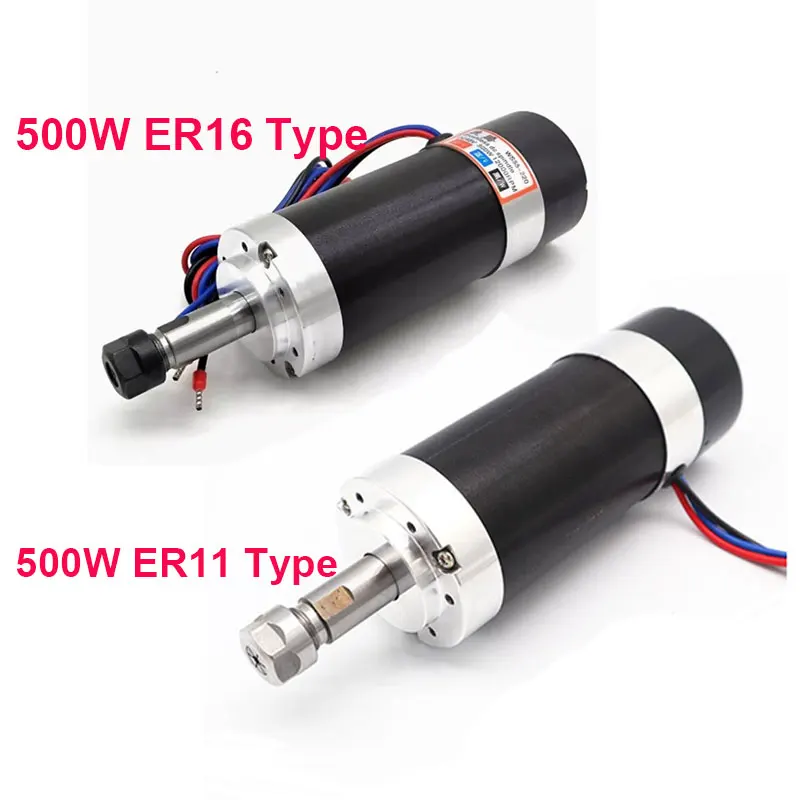 CNC Spindle 500w Brushless DC Spindle Motor Power Supply Driver 55MM Clamp Bracket ER16/ER11 Collet Chuck