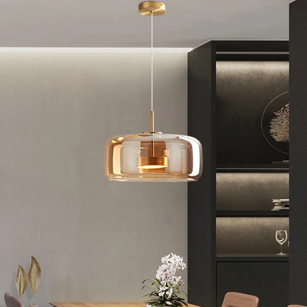 Lampe LED Suspendue en Verre au Design Nordique Moderne, Luminaire Décoratif d'Nik, Idéal pour une Chambre à Coucher