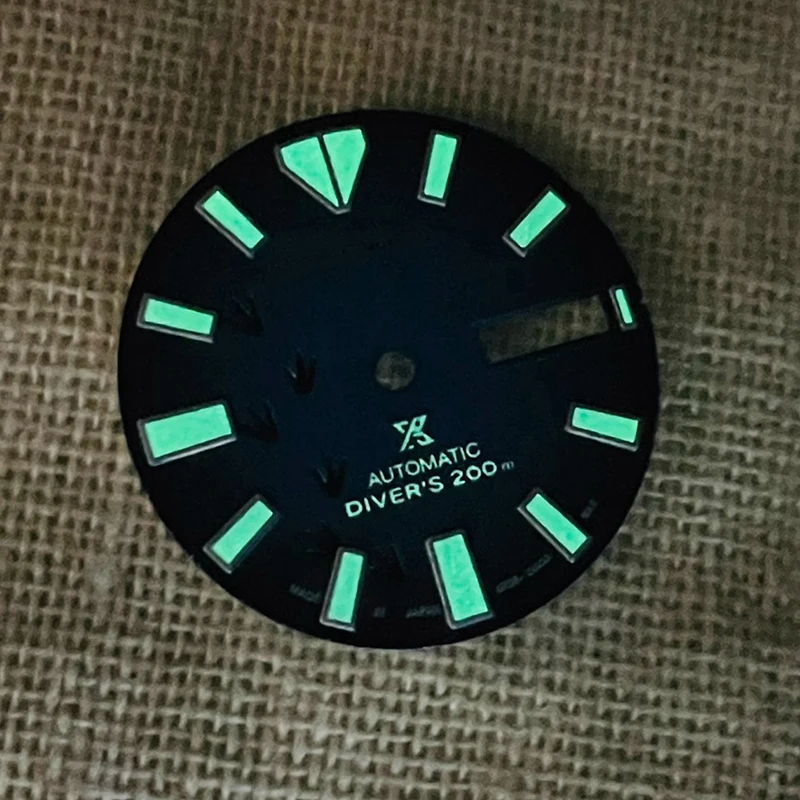 Циферблат часов 28,5 мм, S-циферблат с принтом когтей, светящийся двойной календарь Prospex, подходит для NH35, NH36, циферблаты, автоматический механизм