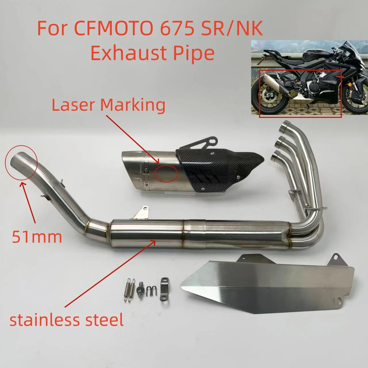 Full Exhaust System Exhaust Muffler Escape Modify For 675SR 675NK Front Link Pipe