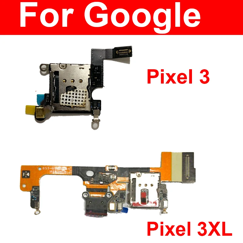 For Google Pixel 3 3XL Sim Card Reader Tray Slot Holder Board with Micphone USB Charger with SIM Card Board Flex Cable Parts