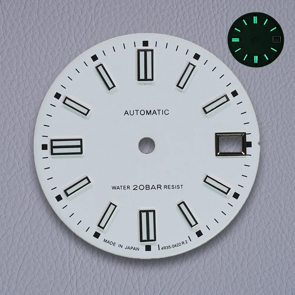 28.5 مللي متر S شعار ماتي الطلب صالح NH35/NH36/4R/7S حركة الأخضر مضيئة عالية الجودة بحيرة الأزرق ساعة تعديل الملحقات
