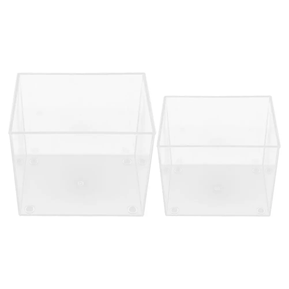

2pcs Desktop Betta Fish Tank Small Aquarium Cute Unique Space-Saving Mini Clear Plastic Tank Easy Maintenance for Turtles