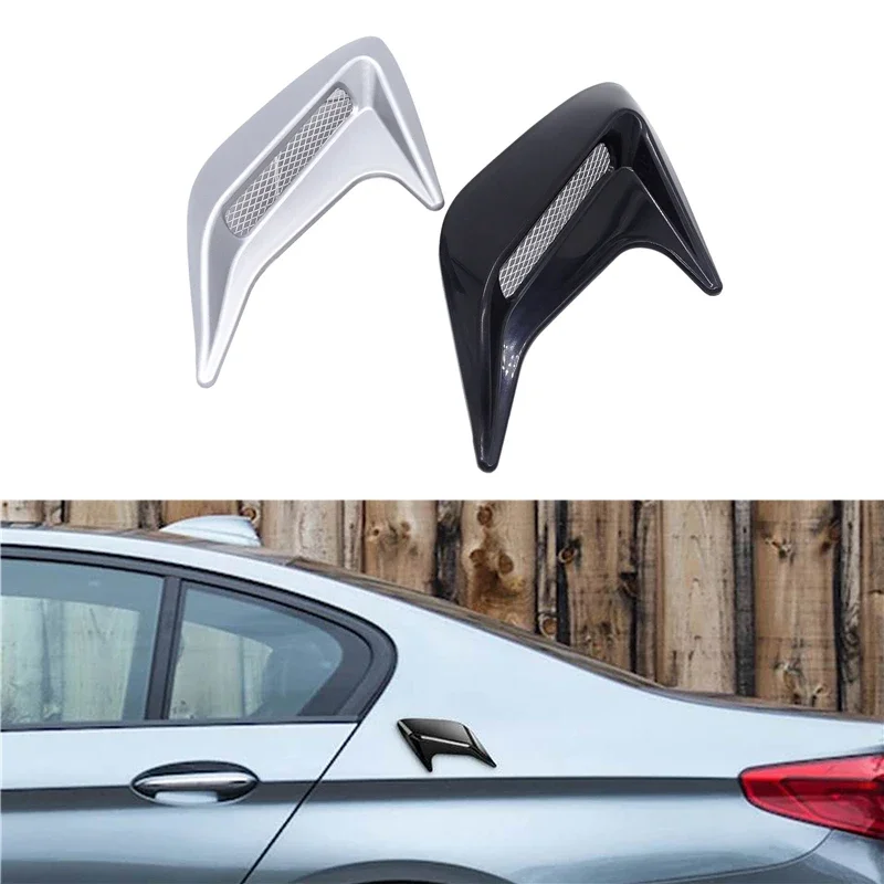 1 Pair Universal Car Shark Sticker Side DIY Vent Air Flow Fender Intake Sticker Car Simulation Side Vents Decorative