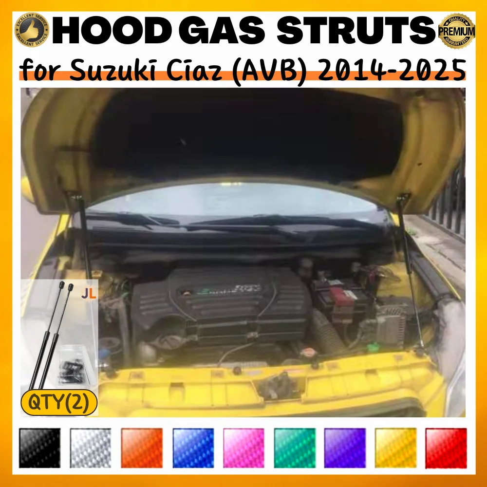 

Qty(2) Hood Struts for Suzuki Ciaz (AVB) 2014-2025 Front Bonnet Modify Gas Springs Shock Absorbers Lift Supports Dampers