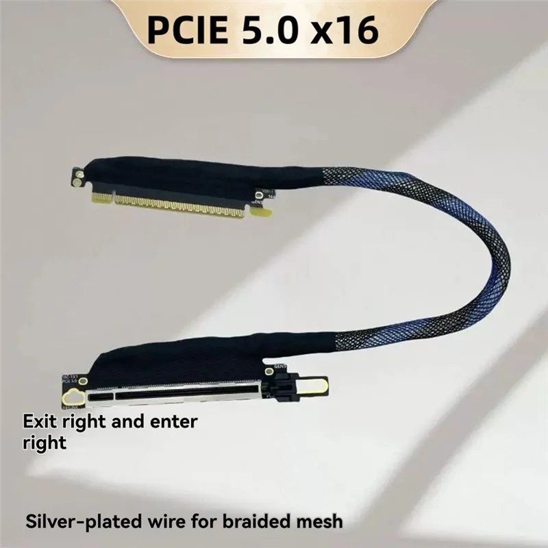 PCIE 5.0 X16 Grafikkarte GPU Verlängerungskabel versilbert PCIe5.0 X16 GEN5 64GT/S Adapter Serverkabel