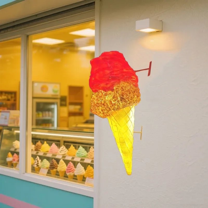 Luminous wall-mounted ice cream sculpture ornament irregular ice cream door ice cream model simulation drainage