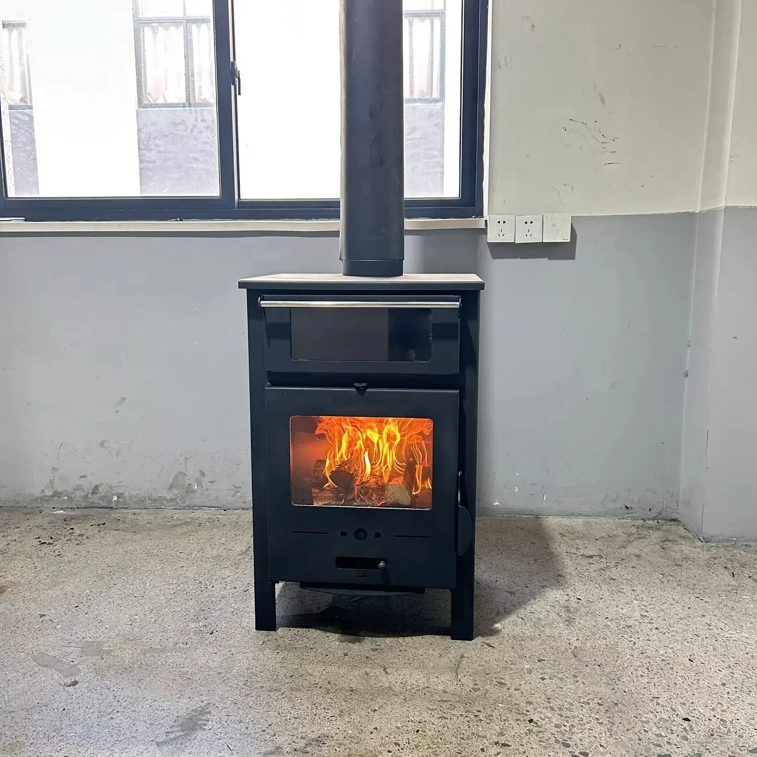 R0901A 9KW modern  firewood stove wood burning stove with oven indoor wood stove for cooking