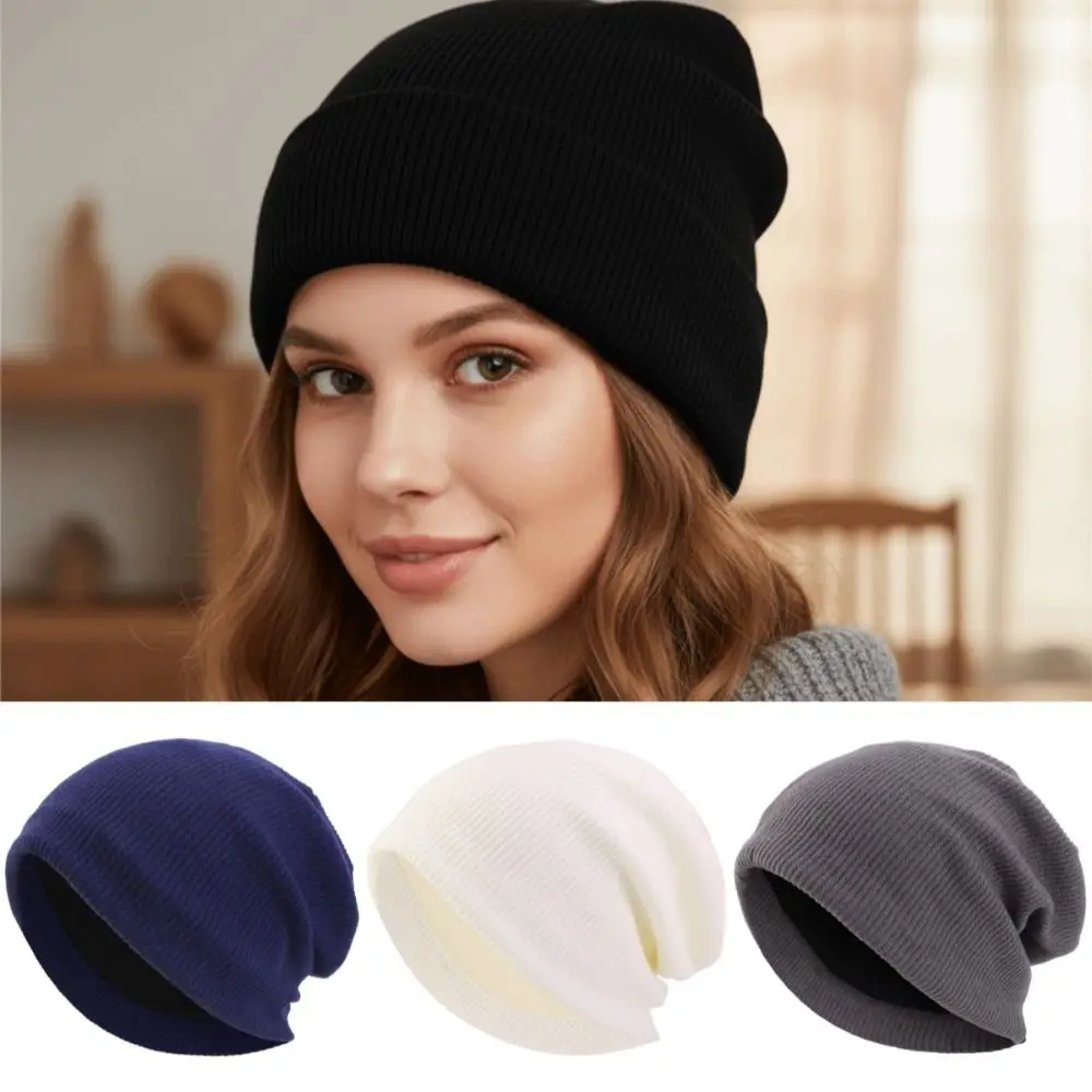 الصلبة اللون طبقة مزدوجة البلوز قبعة تنفس طبقة مزدوجة الوجه التخسيس الحجاب قبعة نسيج محبوك سميكة الدافئة #2