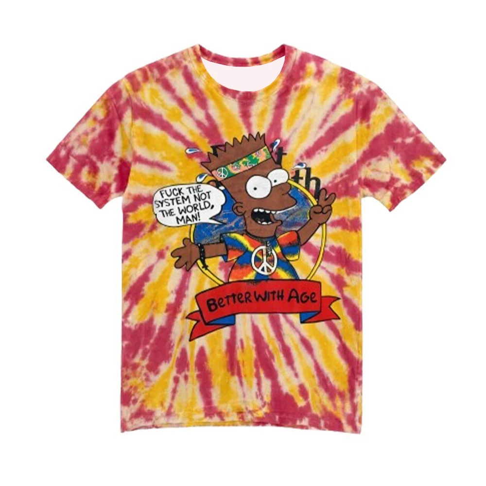 Simpson Cartoon Peace Graphic T‑Shirts for Men Women Summer Crew Neck Short Sleeve Tee Y2K Loose Oversized Streetwear Casual Top