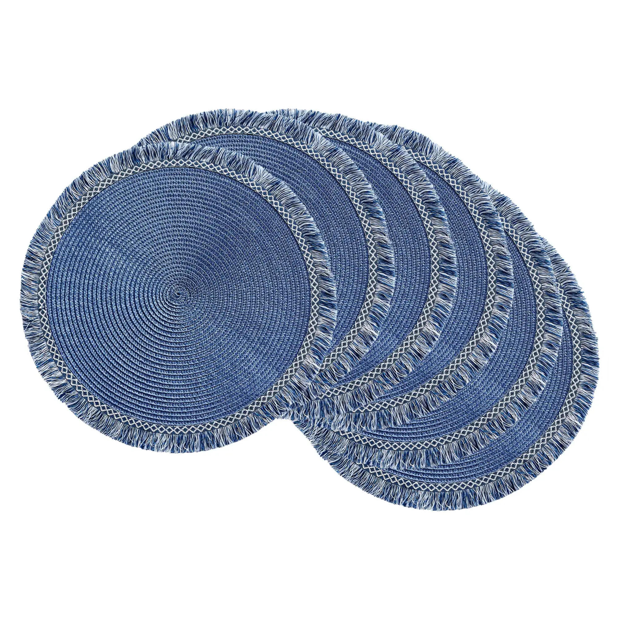 

Woven Placemat Collection Round, 15" Diameter Farmhouse Round Table Mats for Dining Decoration,Nautical Fringe Round Placemats