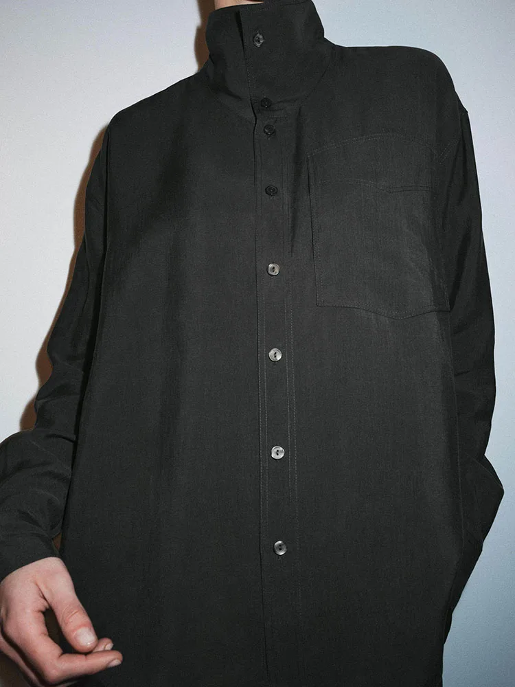 

Spring 2026 Women's Loose Fit Long Sve High Collar irt New Arrival Faion Sweet Aosphere Drapey Sle Traditional Chi...