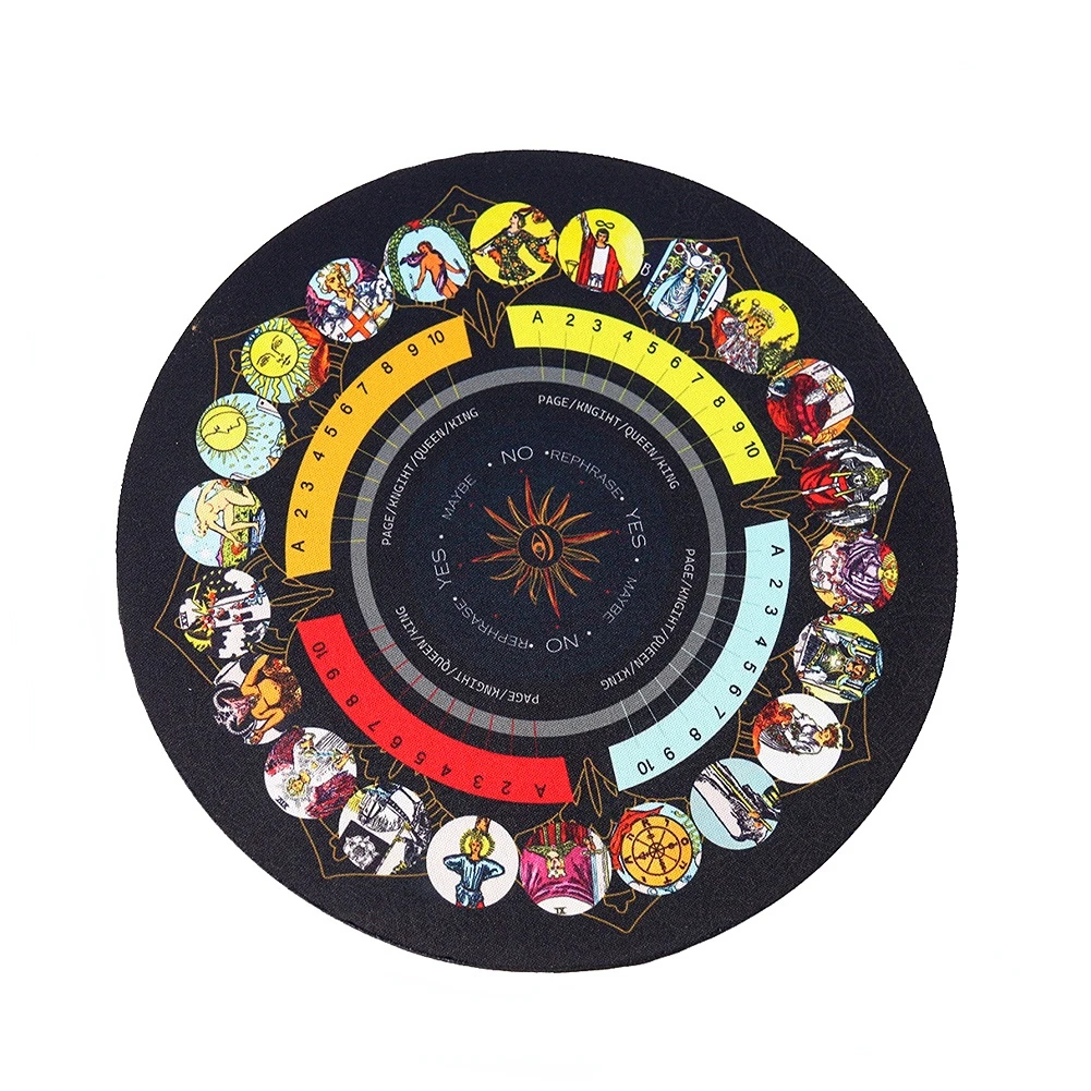 

22cm Round Rubber Tarots Card Pad Pendulum Divination Astrology Table Mat Board Game Mouse Pad Witchcraft Supplies for Altar