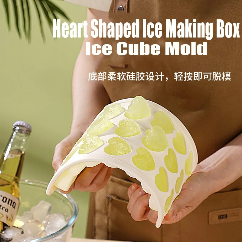 

Artistic Creativity Heart-shaped Ice Cube Mold Big Ice Tray Mold Box Food Grade Silicone Ice Cube Square Tray Mold Baking Mold