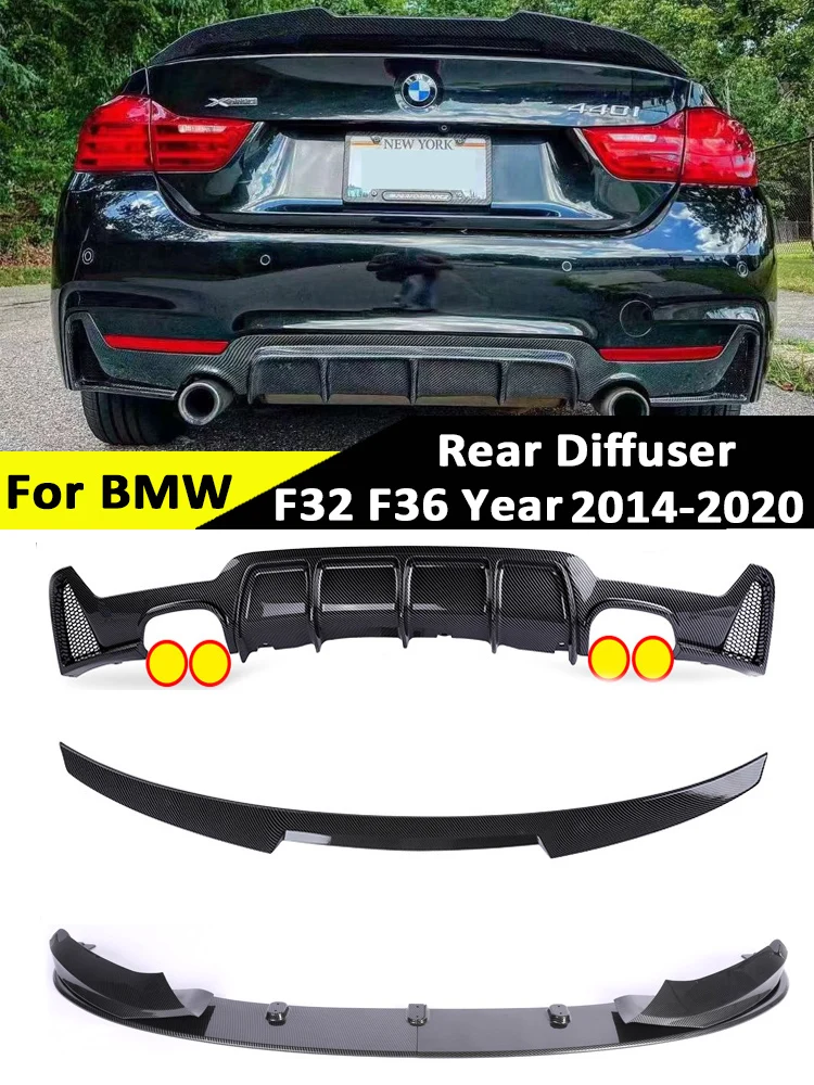 M Performance Rear Diffuser Lip Spoiler Front Lip Carbon Fiber Look Diffusor Body Kit For BMW 4 Series F32 F33 F36 2014-2020