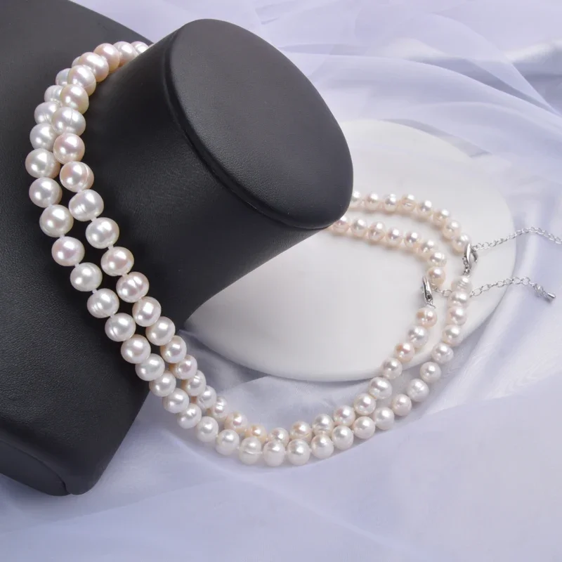 ASHIQI Natural Freshwater Pearl Necklace  Near Round Pearl Jewelry for Women Wedding Gifts for The New Year Trend