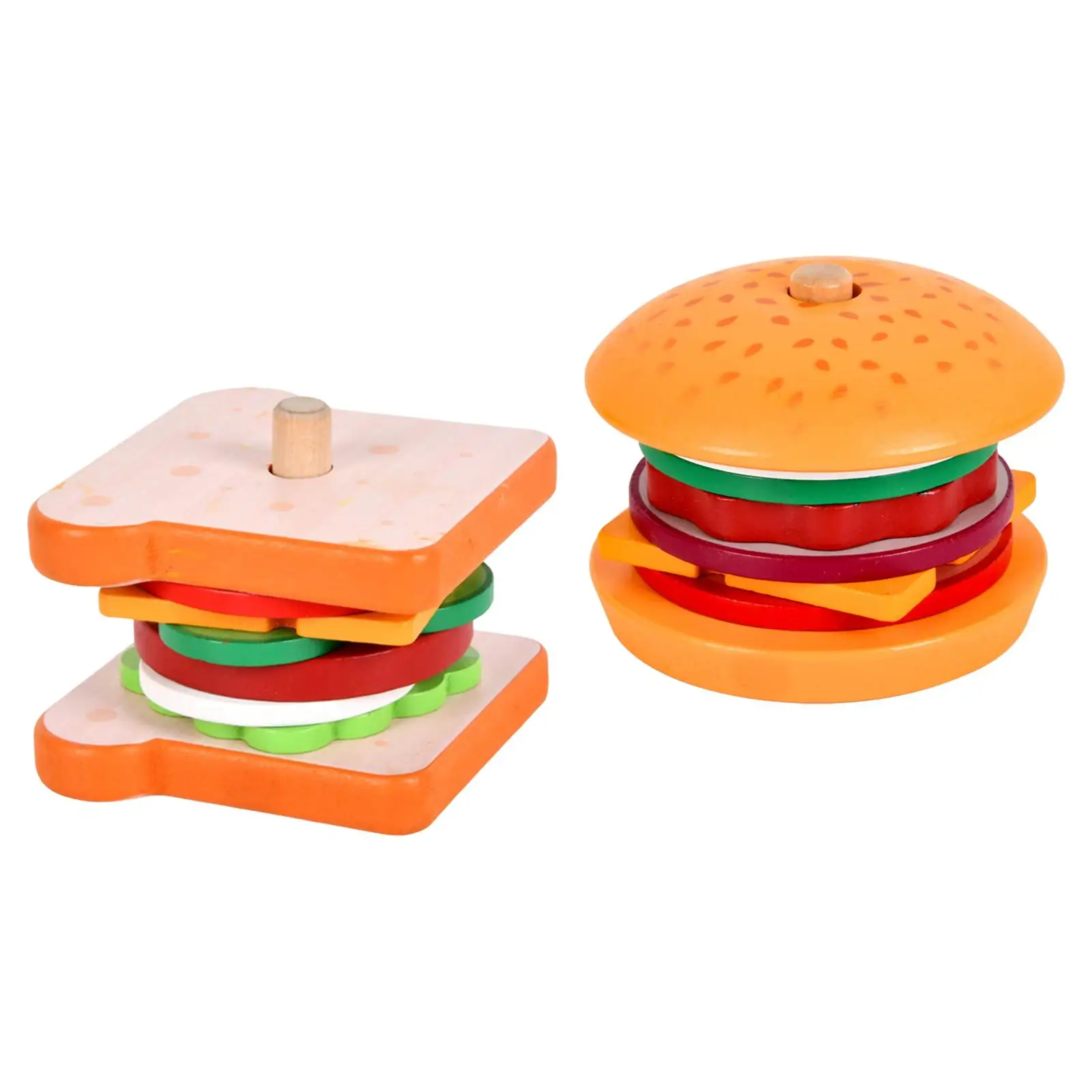 Pretend Wooden Food Stacking Toys Food Matching Game Learning Activities for