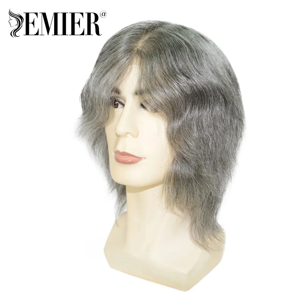 باروكة من شعر طبيعي هندي قصير جلد رقيق شعر مستعار برأس كامل للرجال على شكل حرف V شعر مستعار كامل من البولي يوريثان 100% وحدة نظام استبدال الشعر البشري #3