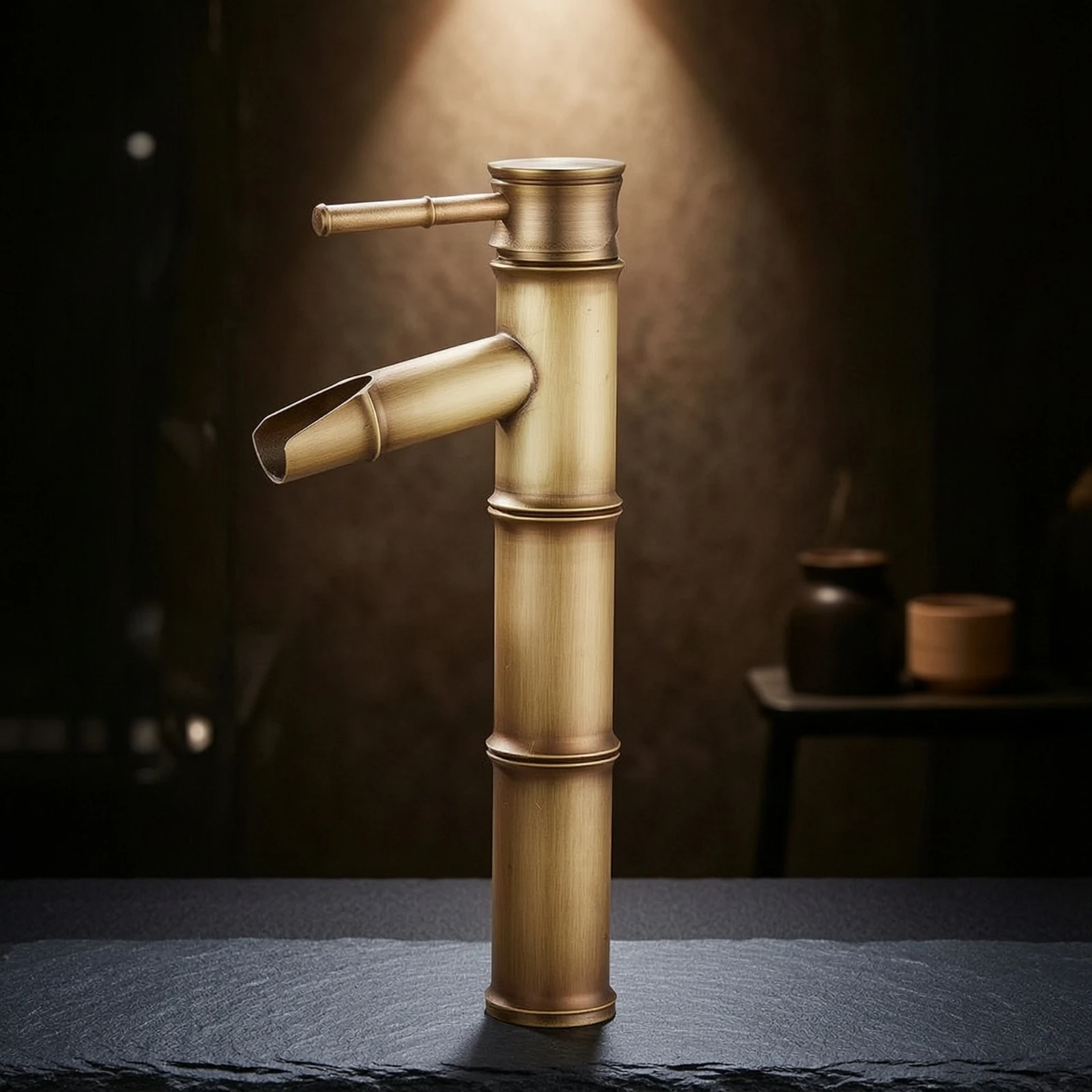 Bamboo Faucet Vintage-Style Antique Gold Faucet Tap Splash-Splash-Resistant Elegant