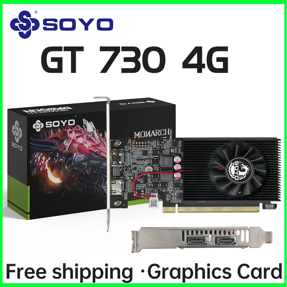

SOYO GT730 4GB Half-height Graphics Card GDDR3 GPU 128Bit HDMI*2 compatible PCI-E 3.0 Placa De Video for Desktop Computer