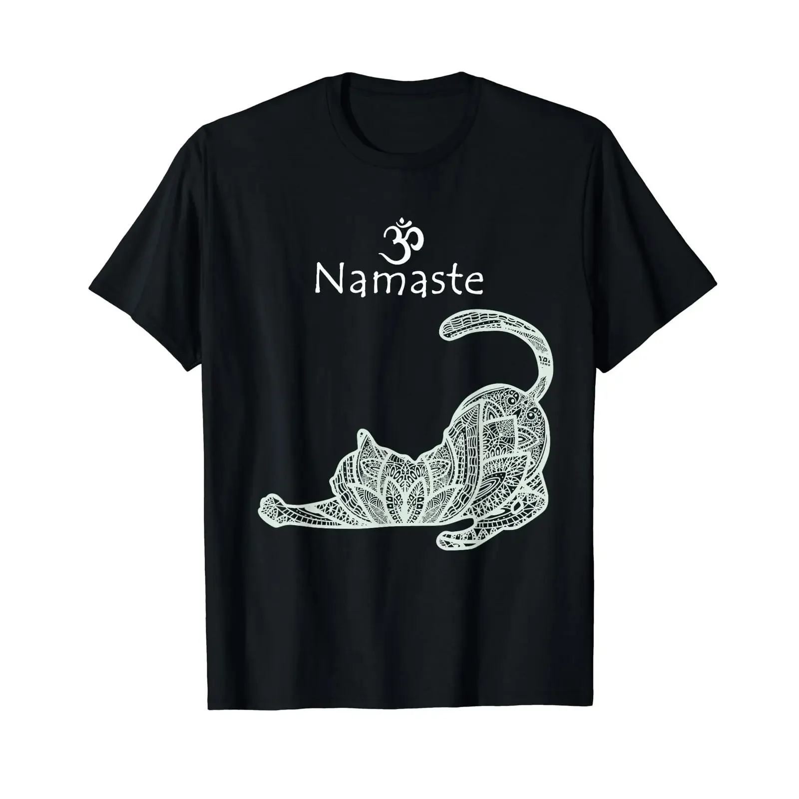 Cute Cat In Yoga Pose Namaste T Shirt  vintage Washed Versatile graphic streetwear Stylish Breathable Slightly homme Unisex