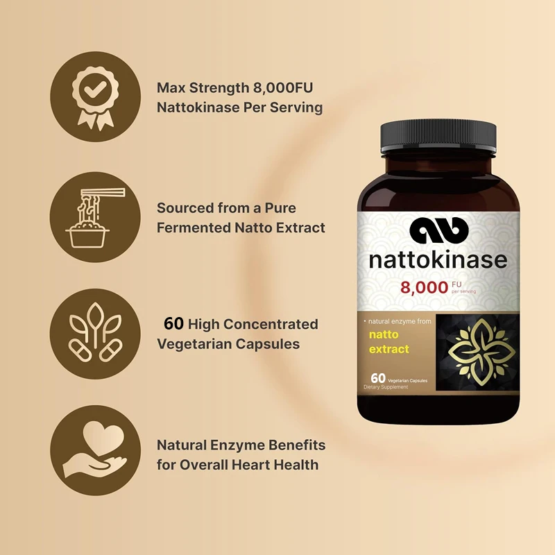 Nattokinase Supplement 8000 FU per serving | Maximum Strength Enzyme and Heart Health Support - Non GMO