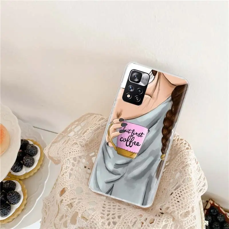 Princess Female Boss Coffee Phone Case For Xiaomi Redmi Note 11 12 14 Pro Plus 12S 11S 11T 11E 10S 10 9 9S 4G 5G 8 8T Cover Coqu