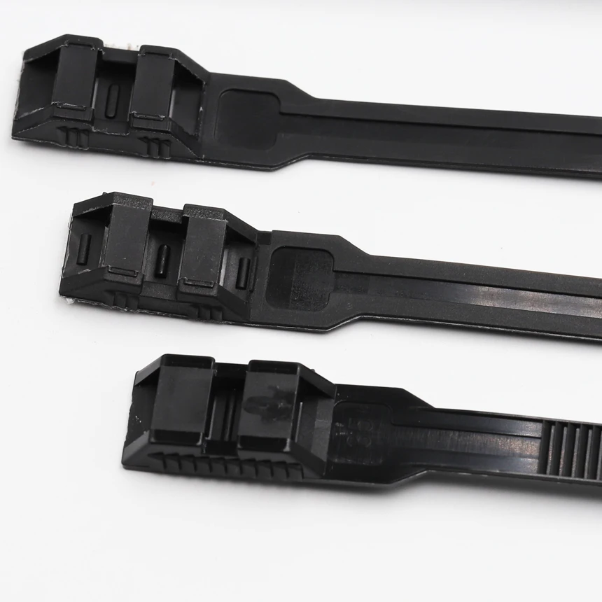 9*180 9*260 9*360mm Black Nylon Plastic Wire Strap Wrap Clamp Disposable  Self Lock Double Buckle Flat Ziptie Zip Ties Cable Tie