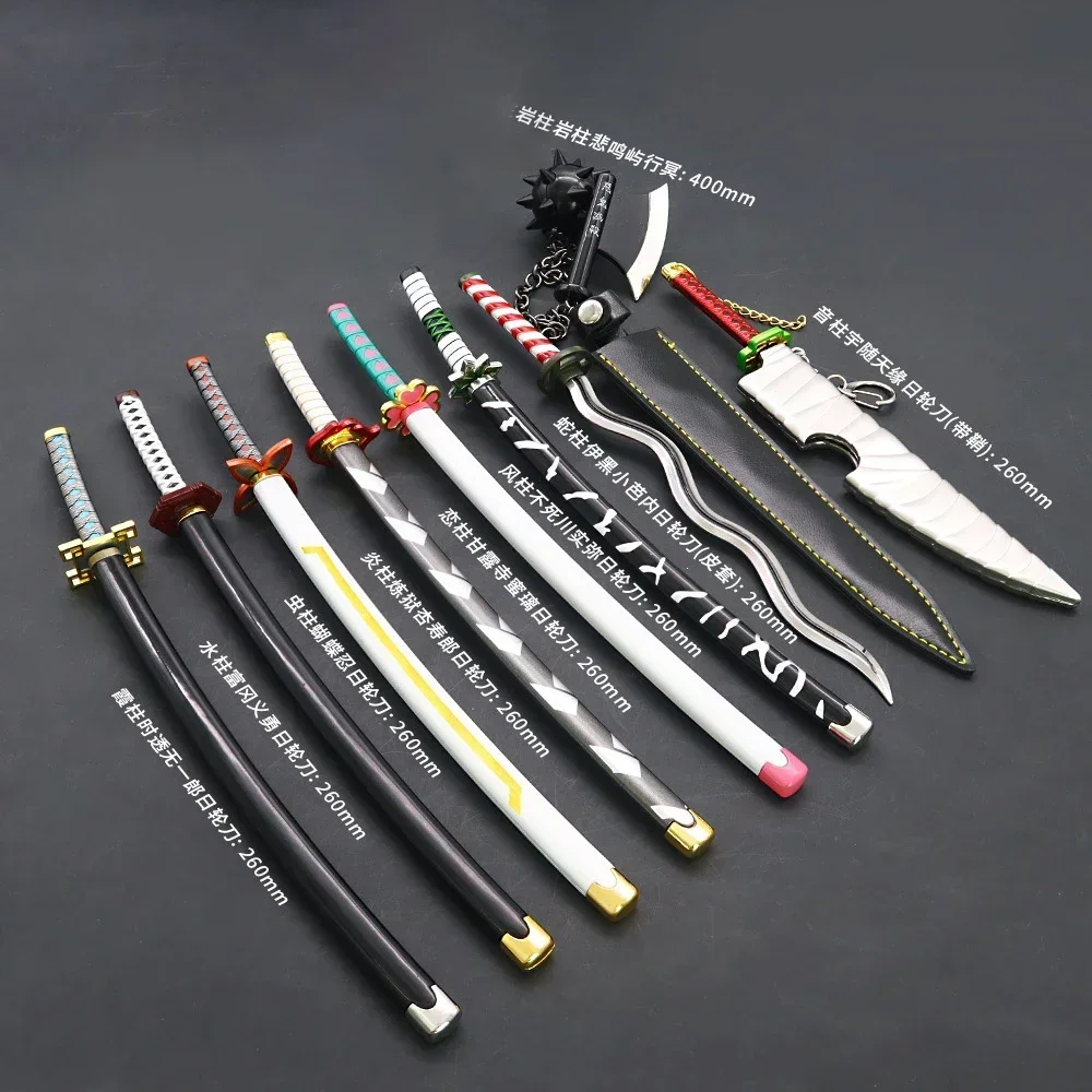 Demon Slayer Sword 9pcs Katana Sword Nichirin Blade Collection Samurai Royal Japanese Anime Weapon Model Keychain Gifts Toys Boy