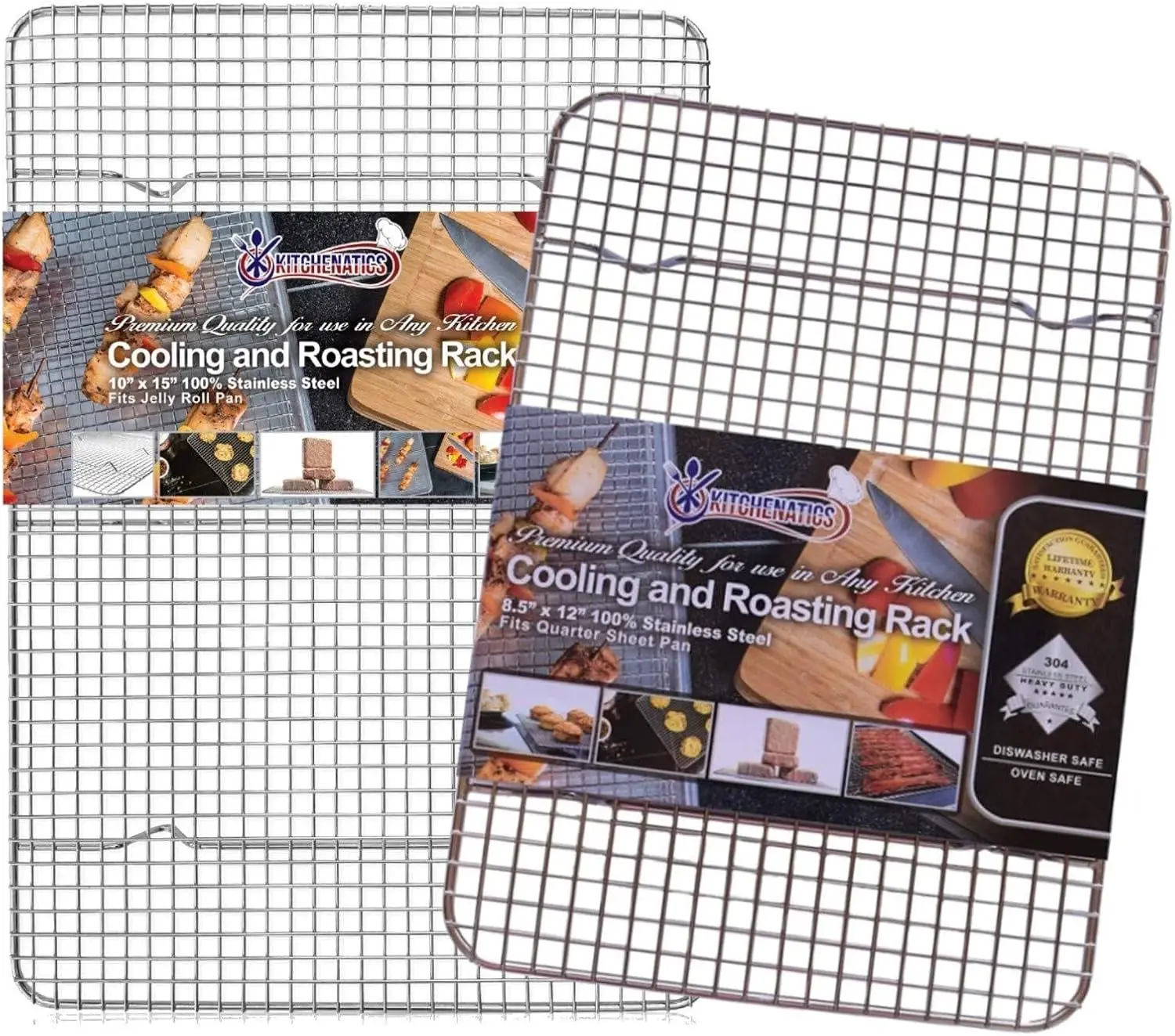 

Подставки для охлаждения, выпечки и жарки из нержавеющей стали — прочные металлические решетки, подходят для духовки, гриля и посудомоечной машины (2 шт.)