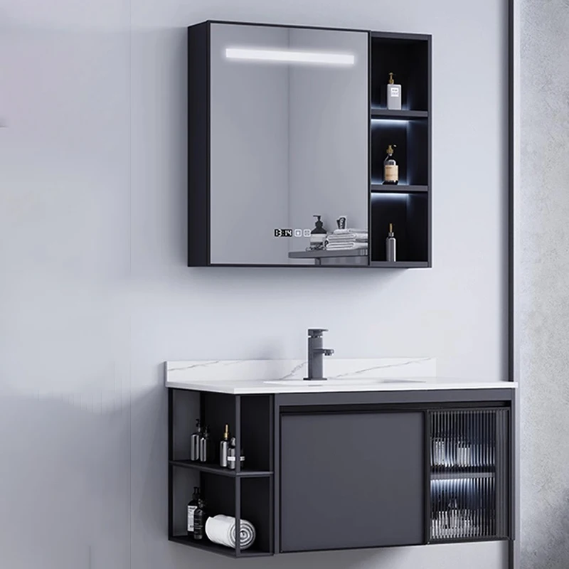 Modern Led Light Bathroom Cabinets Minimalist Space Saver Closet Shower Bathroom Cabinets Makeup Assembled Schrank Decorations