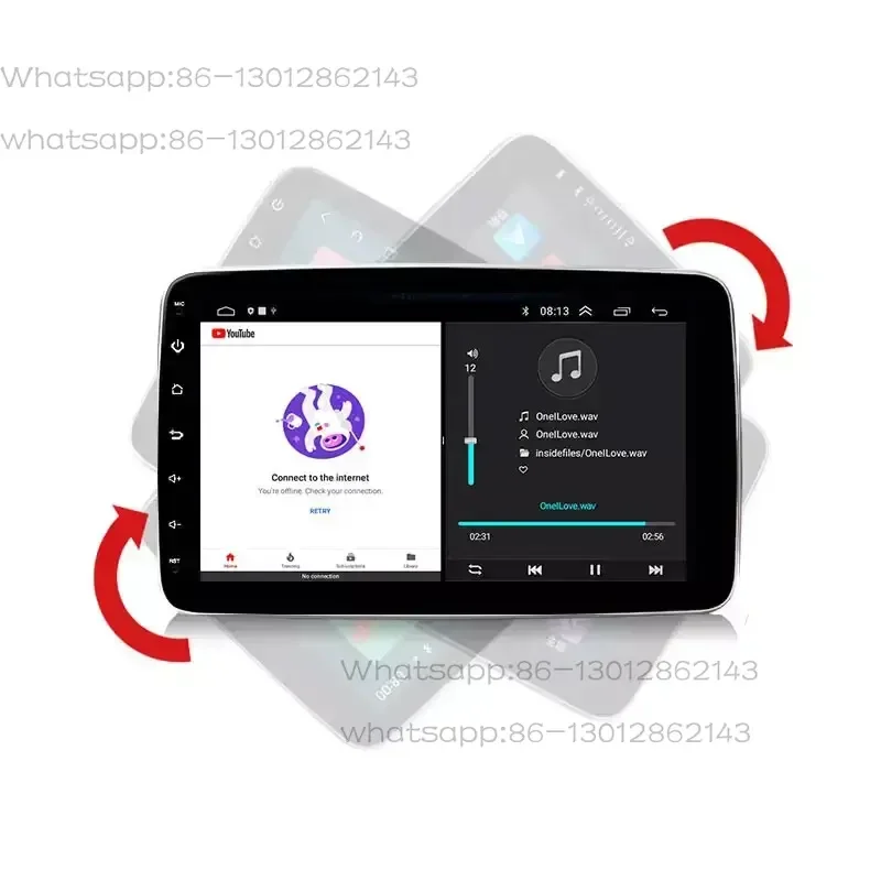 Android Car Multimedia Player 10 Polegada Tela Sensível Ao Toque 1 Din Customizável Car Dvd Player Gps com Bluetooth