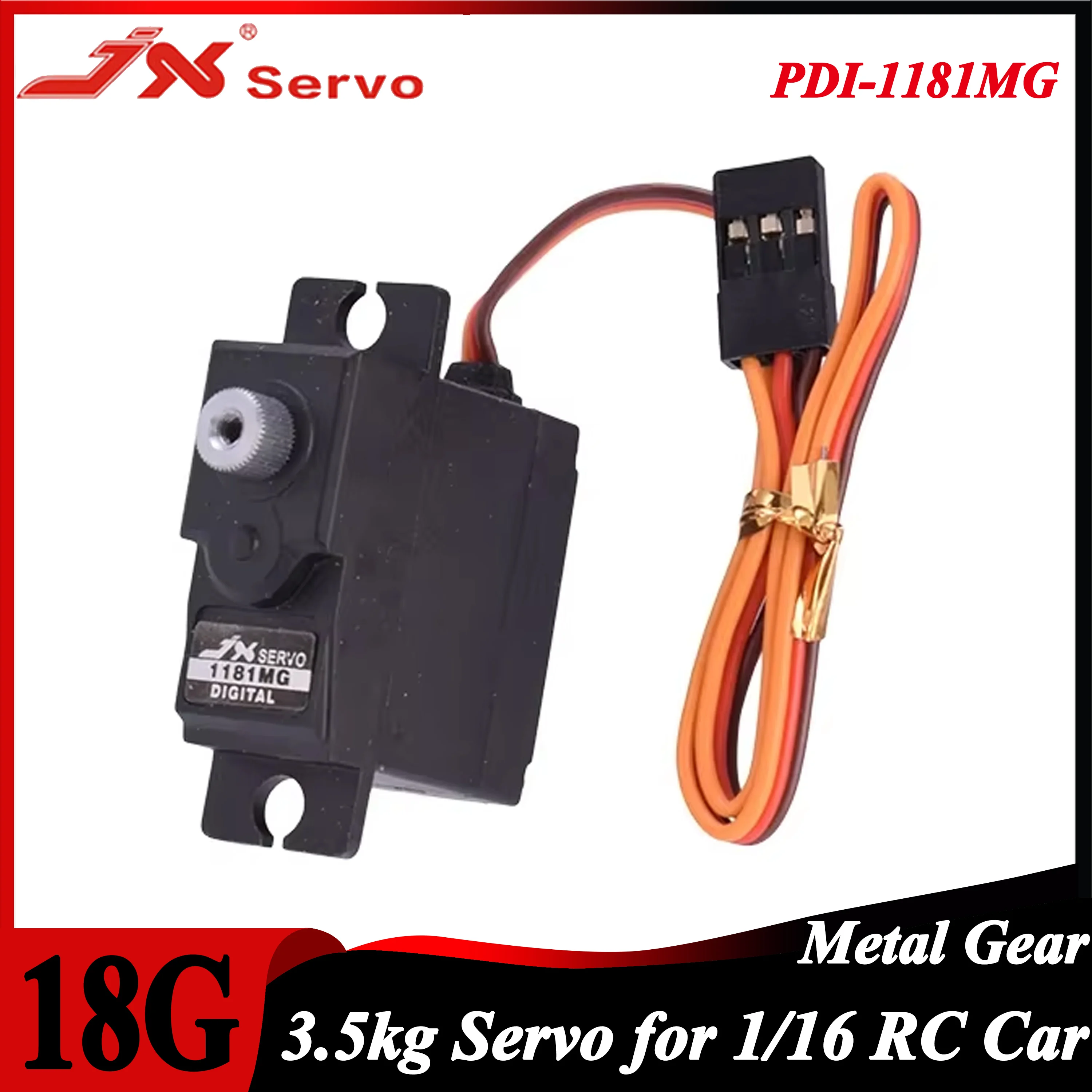 JX PDI-1181MG 18g 3.5KG Metal Gear Digital Core Servo for 1/16 RC Car Plane Helicopter WLtoys 144001 WPL B16 B24 B36 C14 C24