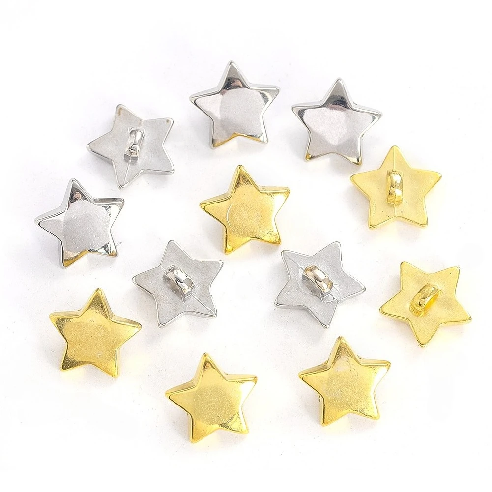 10PCS Plastic Star Shank Buttons Pentagram Decorative Button for Clothing DIY Projects Crafts Sewing Embellishments Scrapbooking