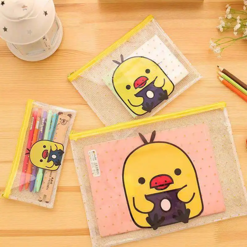 Creative and Cute Hello Kitty Cartoon cute Transparent Zipper File Bag Office Plastic Folder Student Stationery Storage Bag