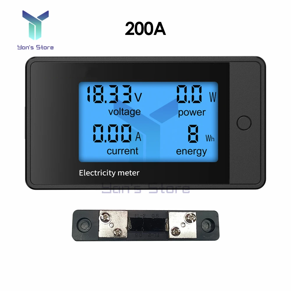 4 in 1 DC Voltage Current Power Energy Detector 50A/100A/200A Digital Meter DC 7.5-100V LCD Voltmeter Ammeter Amperimetro Shunt