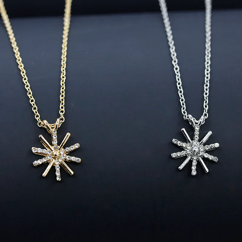 Gold Plated Sunflower Necklace Titanium Steel Zircon Big Pendant Necklace Luxury Choker Korea Style Jewelry for Women