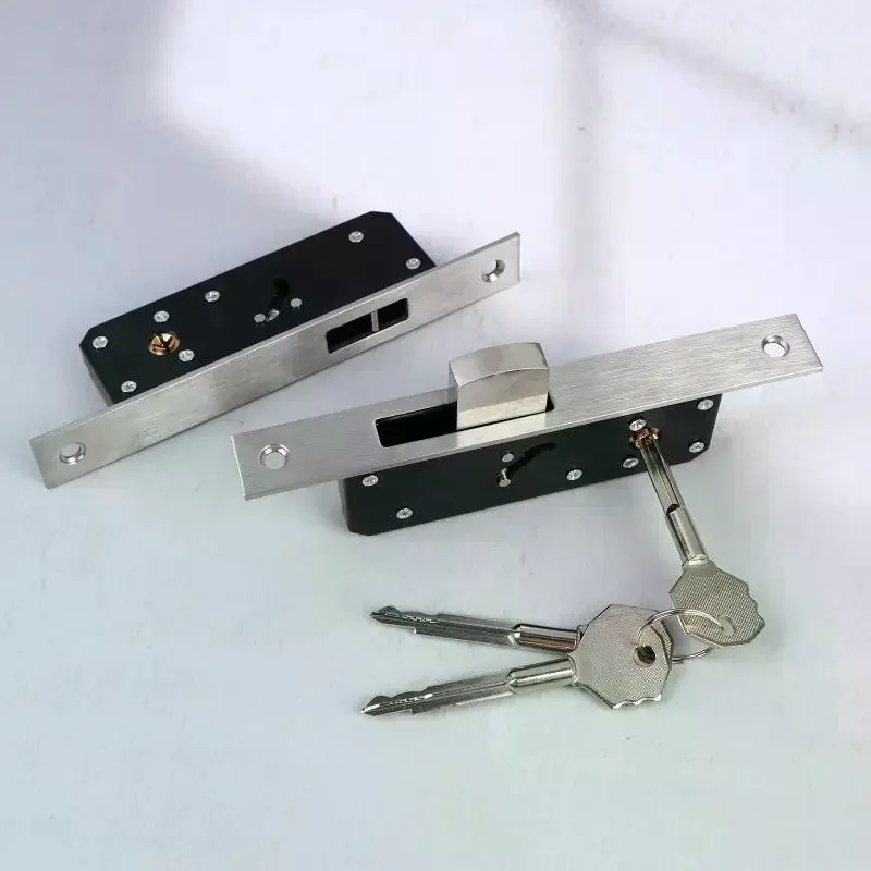 Sliding Door Hook Lock Aluminum Alloy Window Locks Anti Theft Safety Wood Gate Floor Lock With 3 Cross Keys Security Hardware