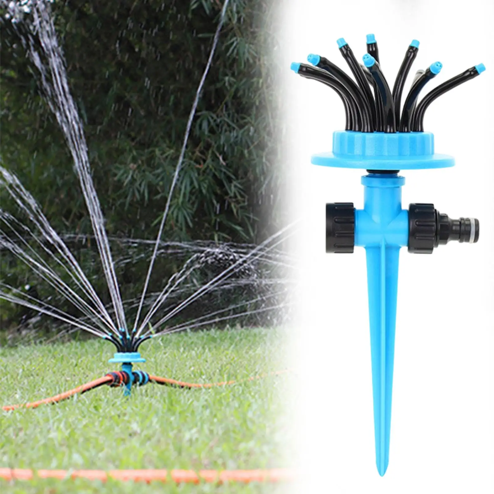 

360 Degree Rotating Garden Sprinkler Multi Arm Water Sprayer Large Coverage Irrigation Yard Grass Flower Plant Lawn Oscillating