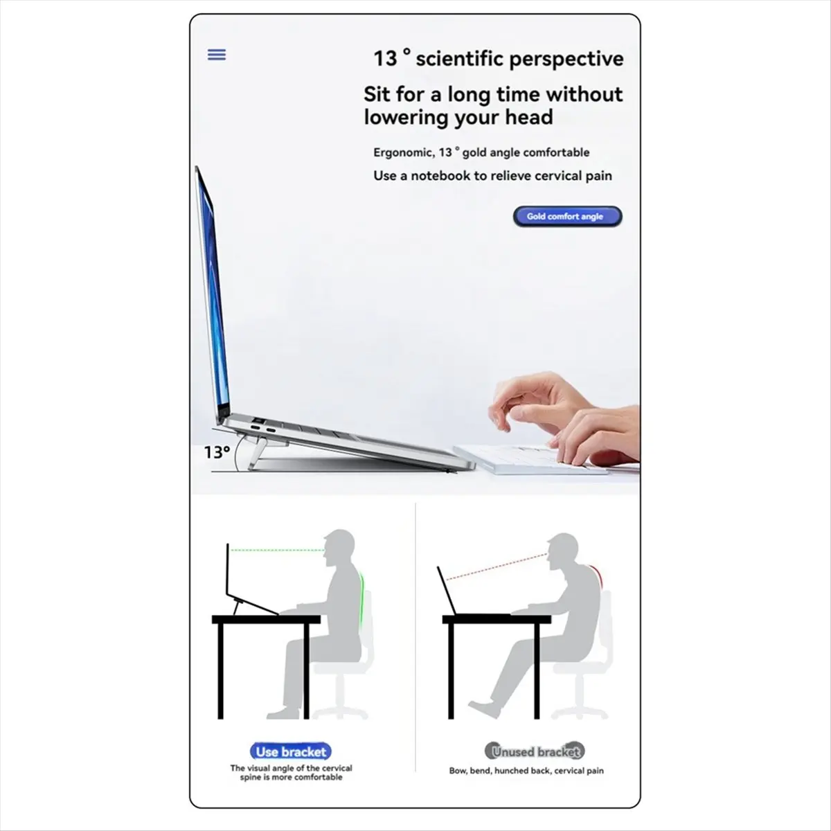 Stable- Mini Laptop Stand Portable Cooler Elevated Stand Foldable Invisible Laptop Riser for Laptops/Tablets/Keyboard Black